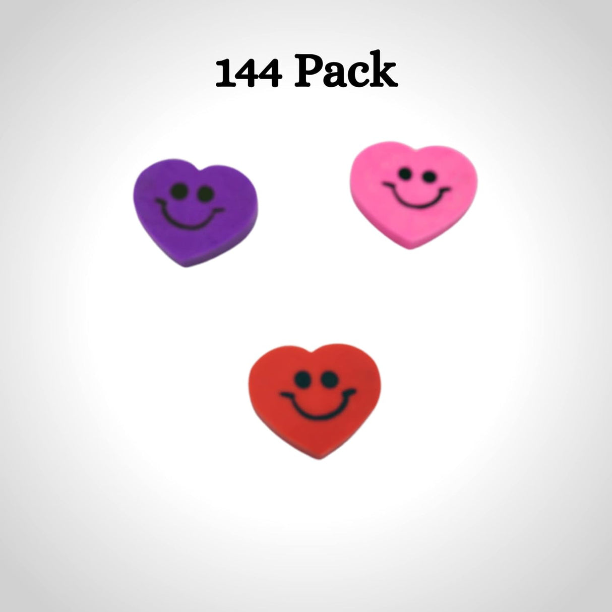 4E's Novelty 144-Pack Mini Heart Erasers – Candy Alternative Valentine Party Favors for Kids