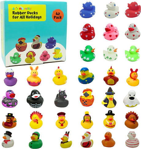 All Holidays Rubber Ducks in Bulk Pack of 42 - Includes Thanksgiving, Christmas, Valentines & More Rubber Duckies, Bath Toys for Kids Boys & Girls, Advent Gift, Jeep Ducking, Ducks for Each Season