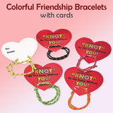 4E's Novelty 48-Pack Friendship Bracelets with Valentine Cards – Classroom Party Favors for Kids