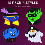 4E's Novelty Halloween Crafts for Kids (12) - Kids Halloween Craft Kits, Foam Halloween Crafts with 4 Faces Magnetic Monsters for Kids