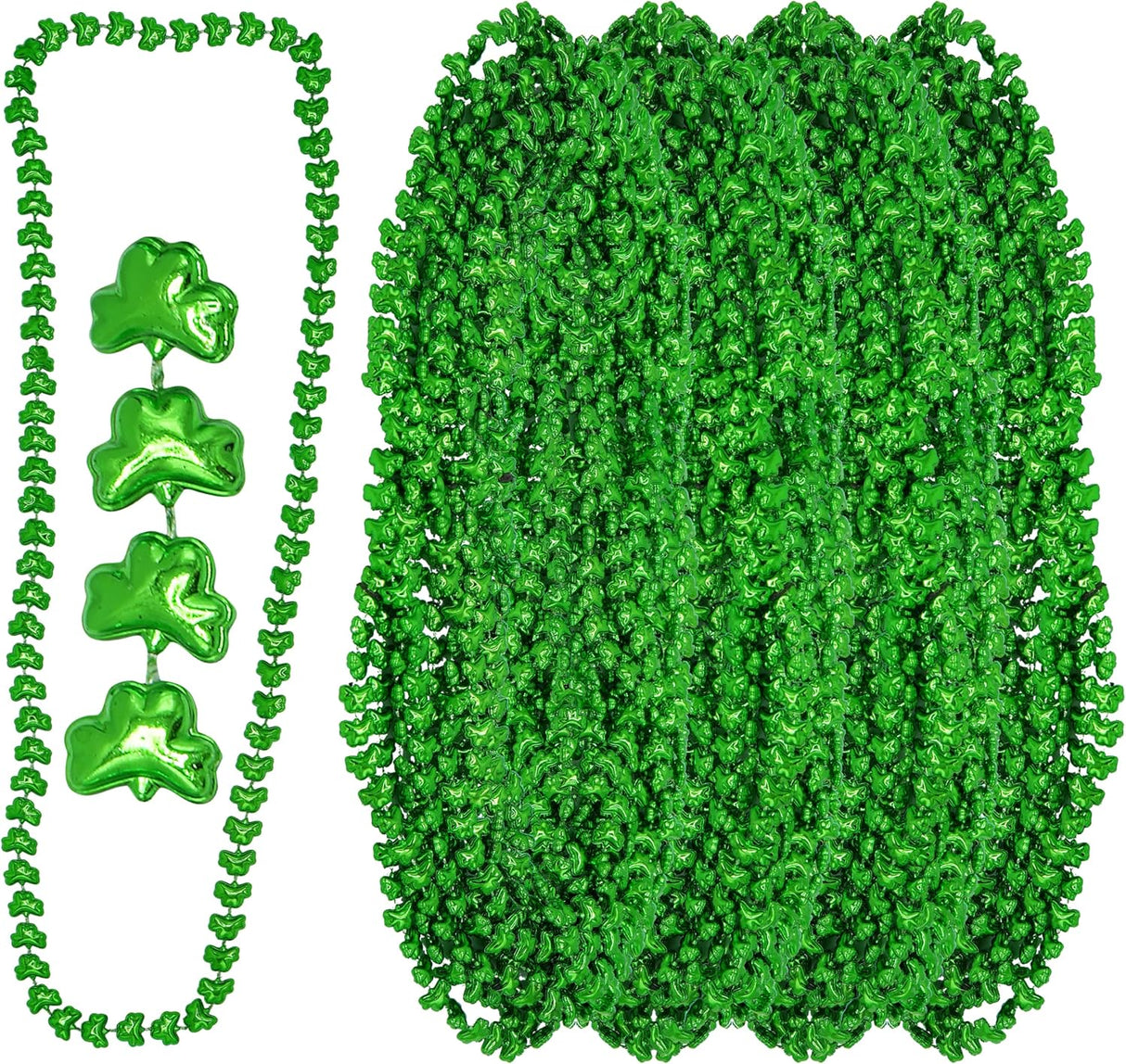 4E’s Novelty 72-Pack St. Patrick’s Day Beads Necklace – Shamrock Green Party Favors