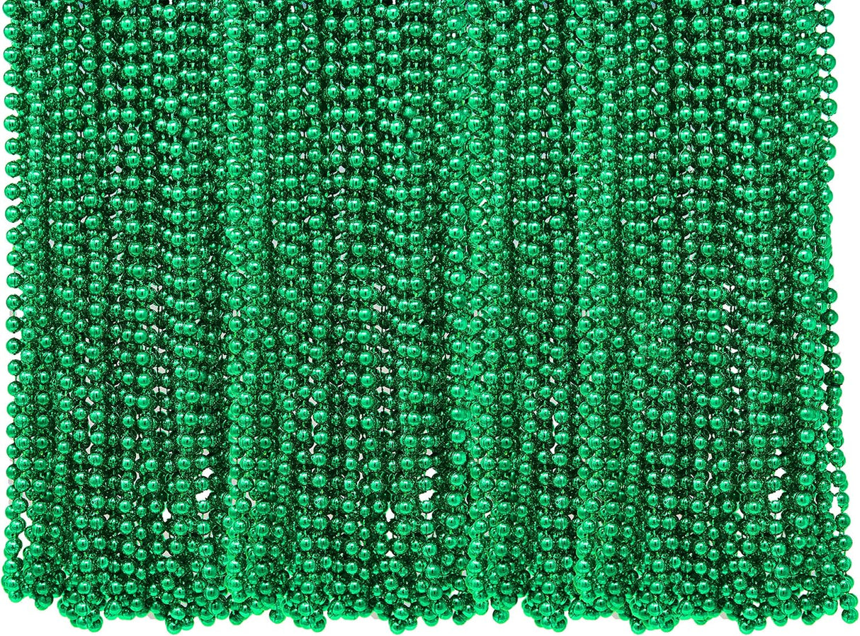 4E's Novelty St. Patrick's Day Beads Necklace Bulk (72 Pack) – Green Beads for Kids, Party Favors