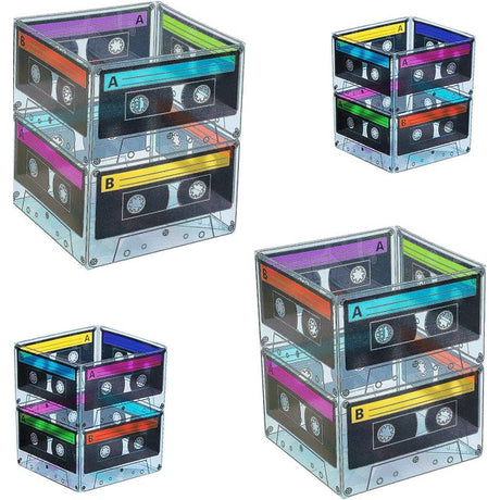 Cassette Tape Bucket Centerpiece (4 Pack) - 80s & 90s Party Supplies, Retro Music Theme Decoration for Adults & Kids by 4E's Novelty