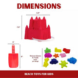 4E's Novelty 13 Beach Sand Toys for Kids – Sand Castle Bucket with Shovel & Large Molds, Includes Mesh Beach Bag for Toddlers, Perfect for Kids 3-10