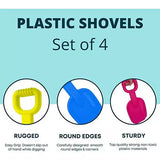 4E's Novelty 4 Pcs 8 Inch Beach Shovel - Heavy Duty Plastic for Toddlers, Perfect for Sandbox and Beach Play, Beach Toys for Kids 3-10