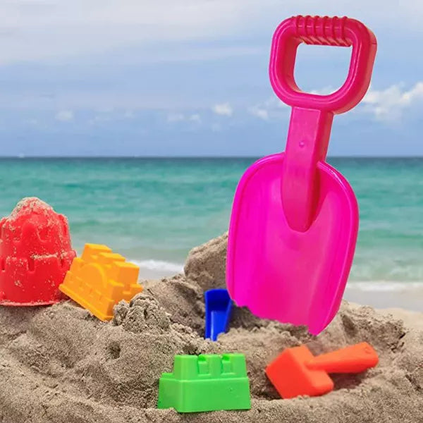 4E's Novelty 15 Inch Beach Shovel Large - 4 Pack Heavy Duty Plastic Sand Shovels for Kids, Ideal for Ages 3-10, Toddlers, and Outdoor Sandbox Play