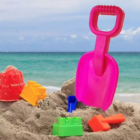4E's Novelty 15 Inch Beach Shovel Large - 4 Pack Heavy Duty Plastic Sand Shovels for Kids, Ideal for Ages 3-10, Toddlers, and Outdoor Sandbox Play