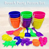 4EsNovelty 48-Piece Beach Toys Set- 12 Buckets, 12 Shovels, and 24 Intricate Sand Molds