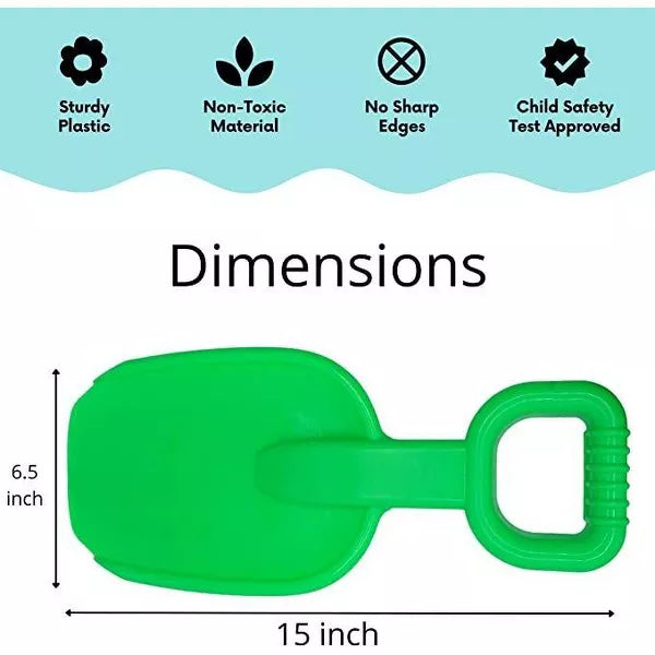 4E's Novelty 15 Inch Beach Shovel Large - 4 Pack Heavy Duty Plastic Sand Shovels for Kids, Ideal for Ages 3-10, Toddlers, and Outdoor Sandbox Play