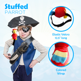 4E's Novelty Stuffed Parrot on Shoulder - Kids Pirate Parrot Shoulder Prop, Halloween Parrot Stuffed Animal Prop, Kids Pirate Accessories for Party