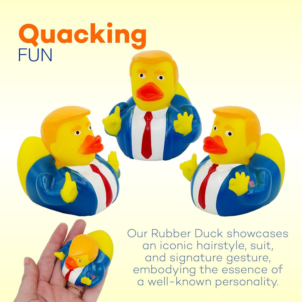 A unique and hilarious rubber ducks fun toy gift for Trump supporters, kids and adults