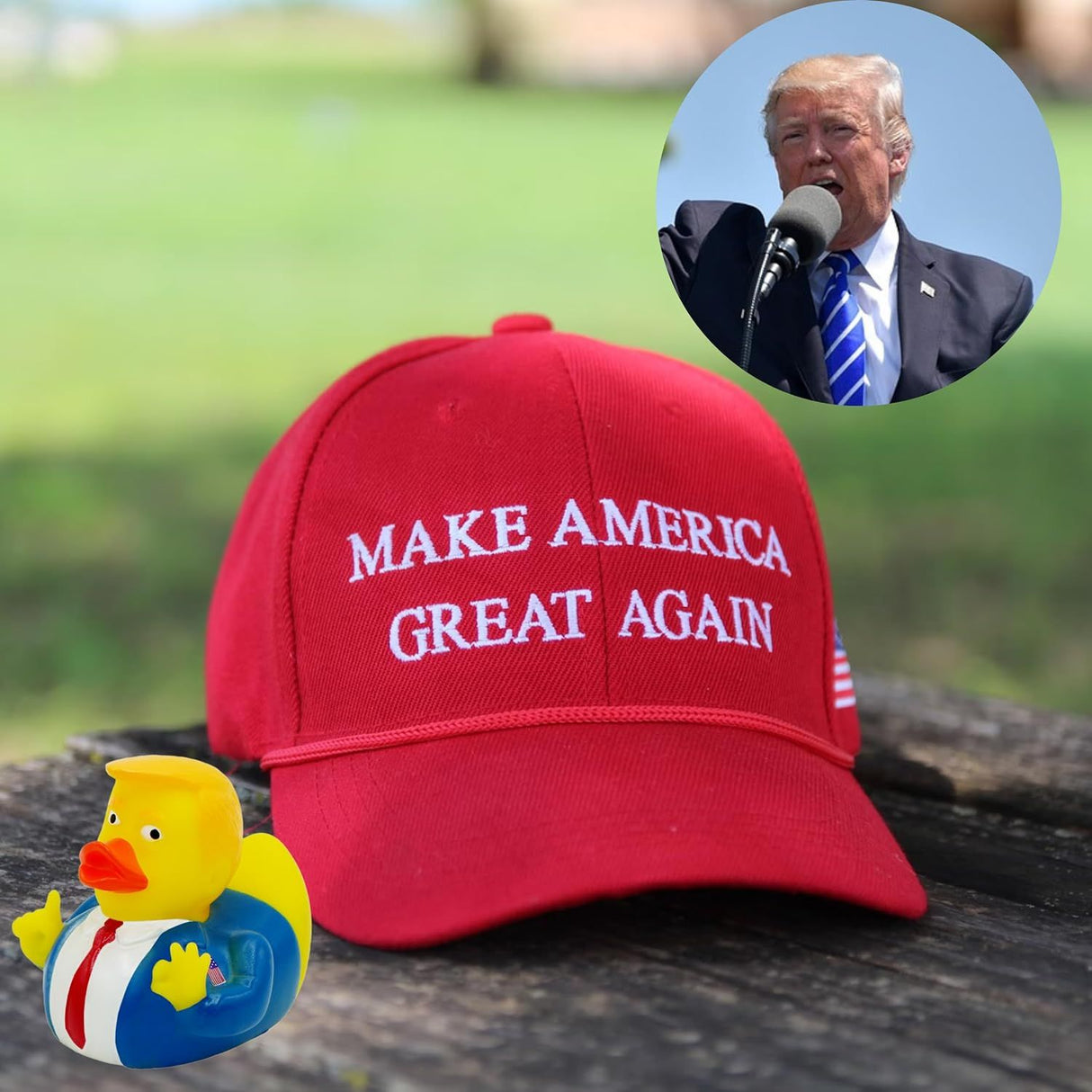 A unique and hilarious rubber ducks fun toy gift for Trump supporters, kids and adults